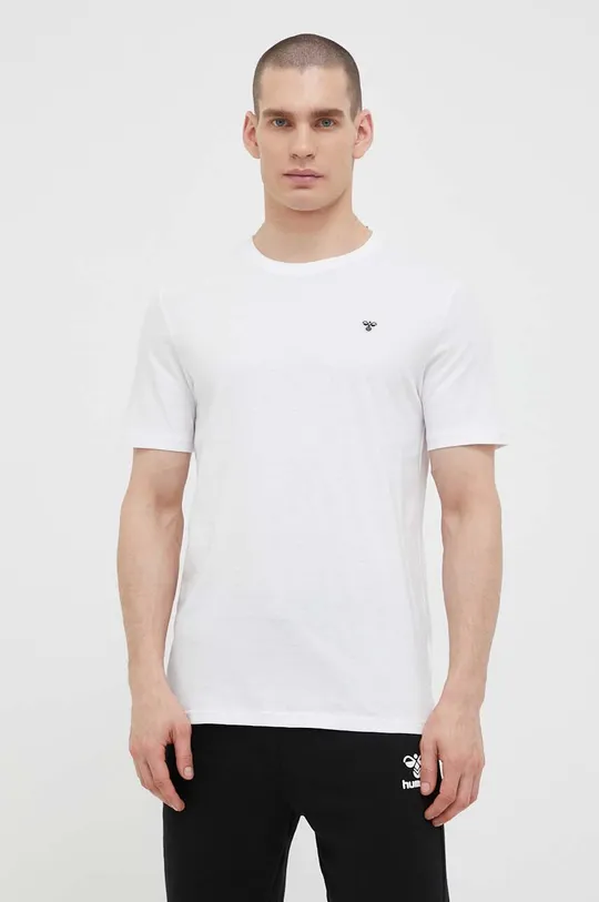 biały Hummel t-shirt bawełniany