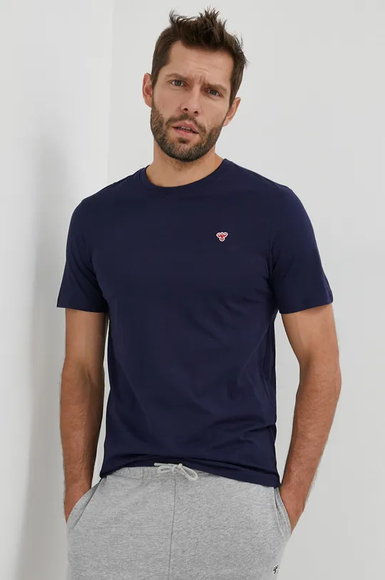 mornarsko modra Bombažna kratka majica Hummel Moški