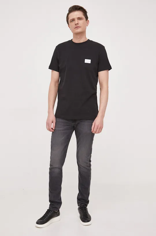 Bombažna kratka majica Calvin Klein Jeans črna
