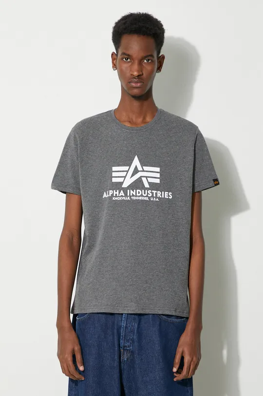 šedá Bavlněné tričko Alpha Industries Pánský