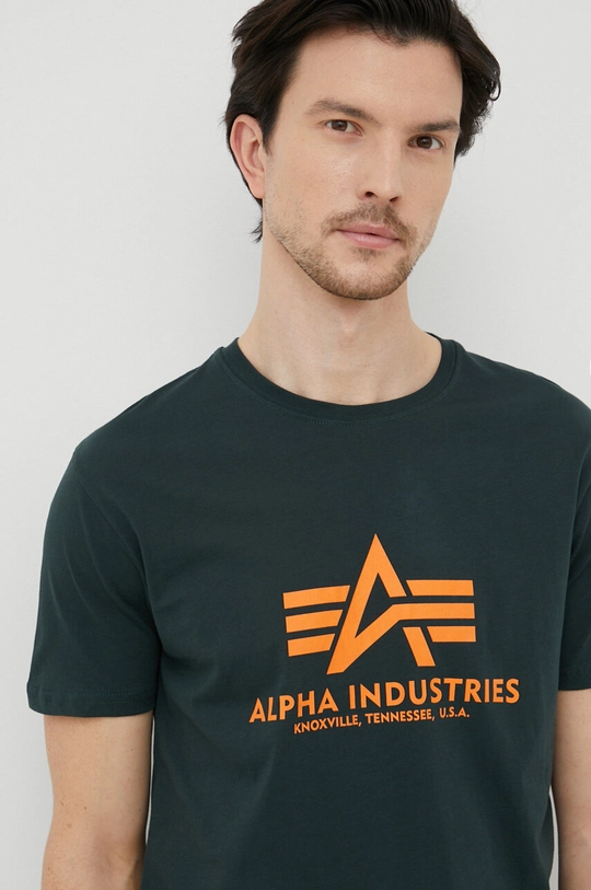 зелёный Хлопковая футболка Alpha Industries