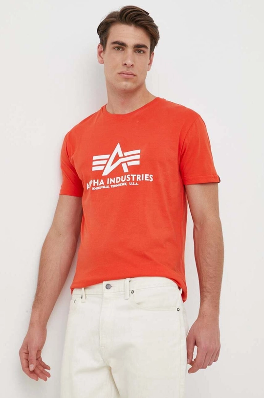 czerwony Alpha Industries t-shirt bawełniany Męski