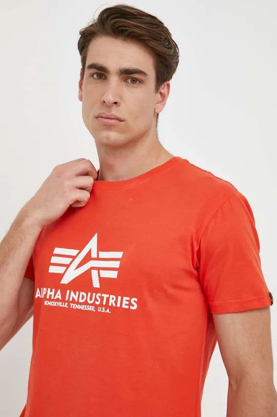 rdeča Bombažna kratka majica Alpha Industries