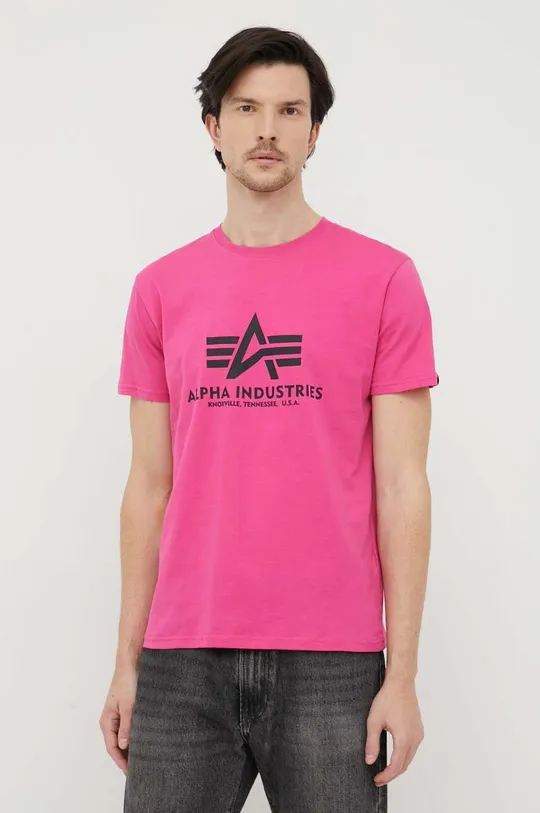 ροζ Βαμβακερό μπλουζάκι Alpha Industries