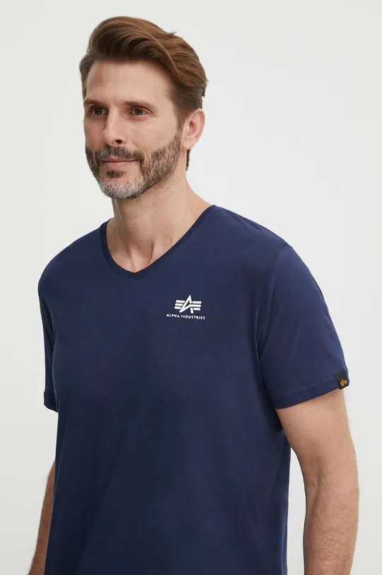 námořnická modř Bavlněné tričko Alpha Industries Pánský