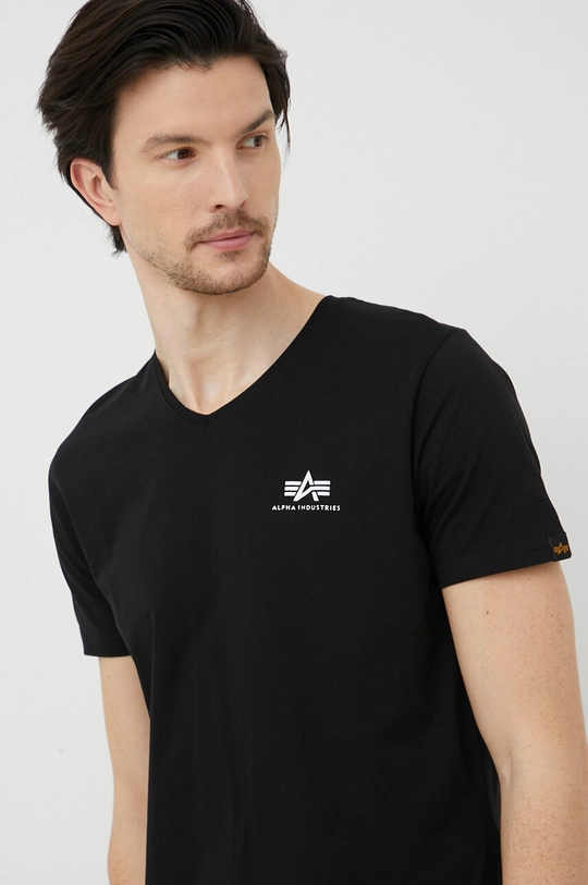 czarny Alpha Industries t-shirt bawełniany Męski