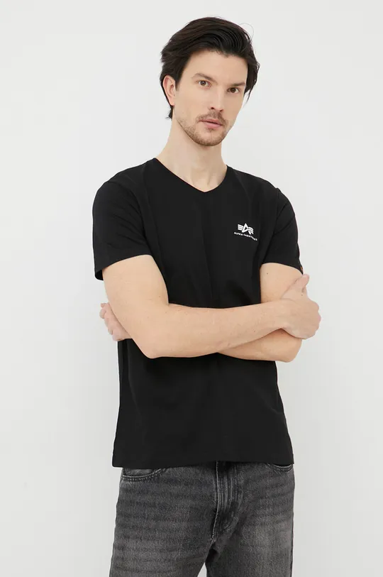 negru Alpha Industries tricou din bumbac