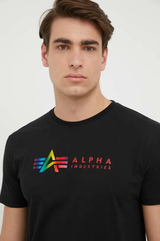 czarny Alpha Industries t-shirt bawełniany Męski