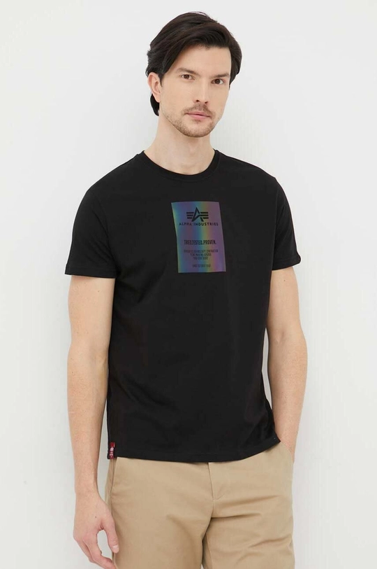 czarny Alpha Industries t-shirt bawełniany Męski