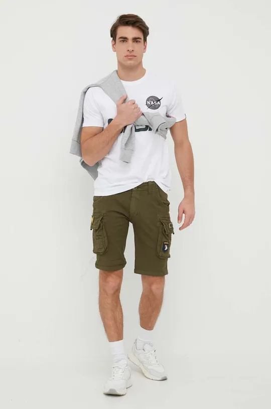 Bavlnené tričko Alpha Industries biela