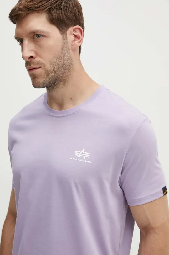 vijolična Bombažna kratka majica Alpha Industries Moški