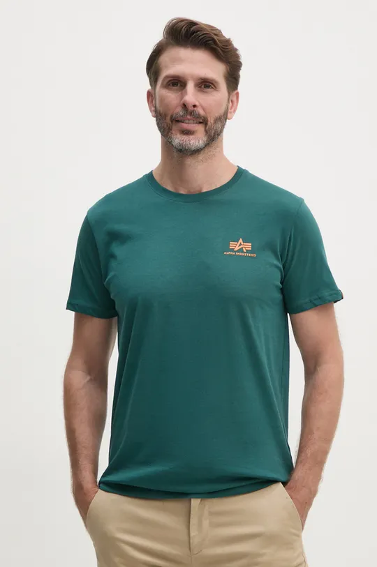 Одежда Хлопковая футболка Alpha Industries 188505.03 зелёный