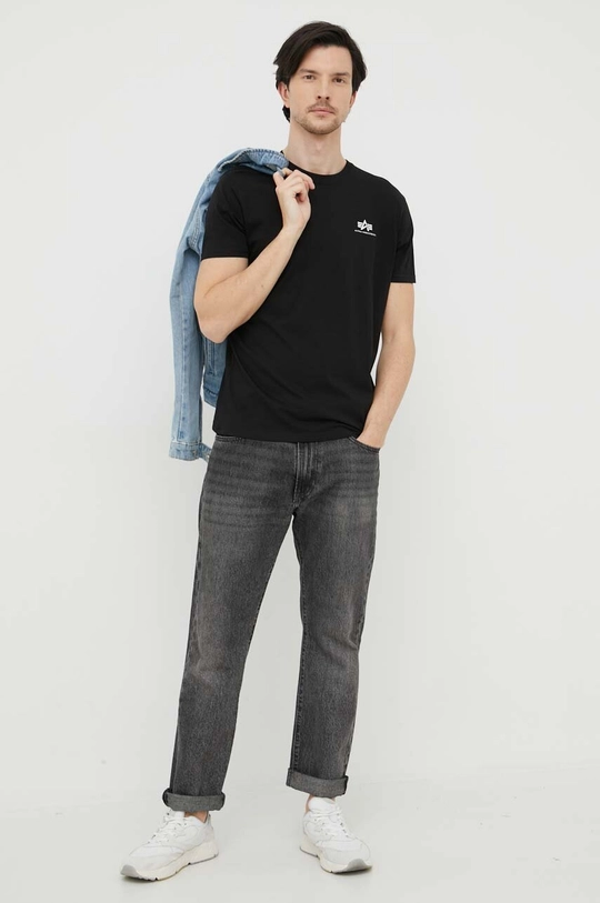 Alpha Industries t-shirt in cotone Basic T Small Logo nero