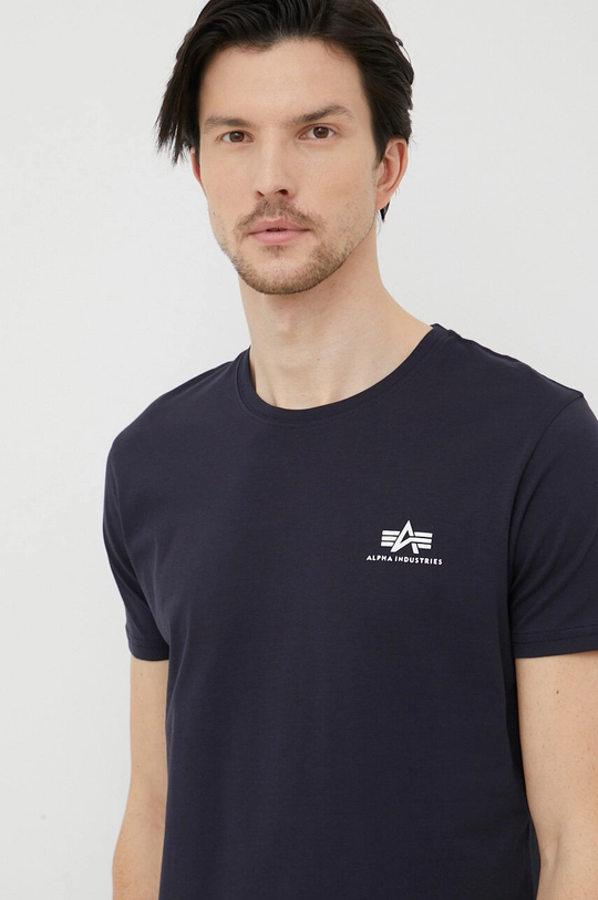 námořnická modř Bavlněné tričko Alpha Industries Basic T Small Logo Pánský