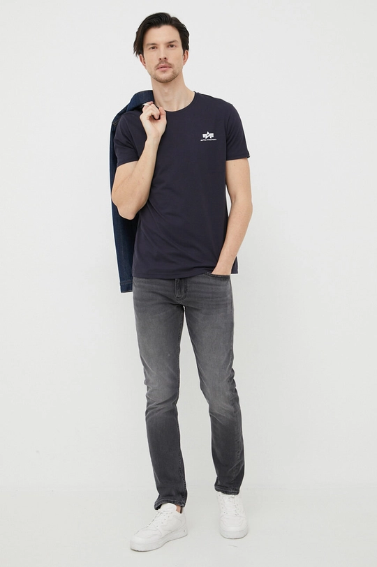 Alpha Industries tricou din bumbac Basic T Small Logo bleumarin