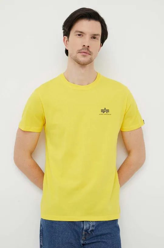 žltá Bavlnené tričko Alpha Industries Pánsky