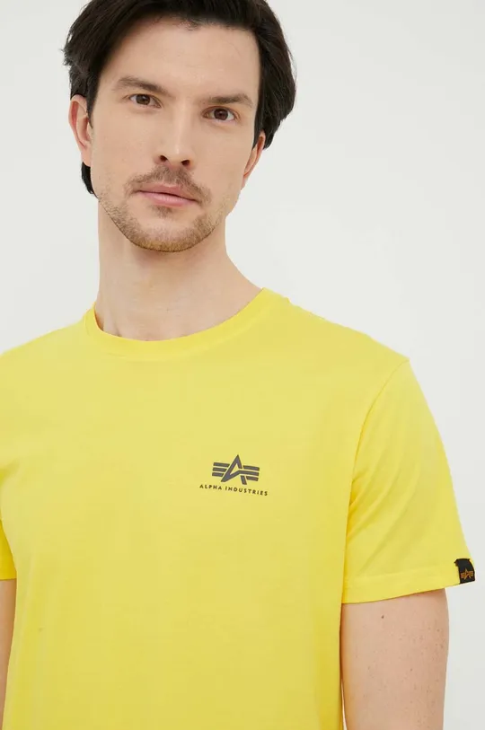 κίτρινο Βαμβακερό μπλουζάκι Alpha Industries