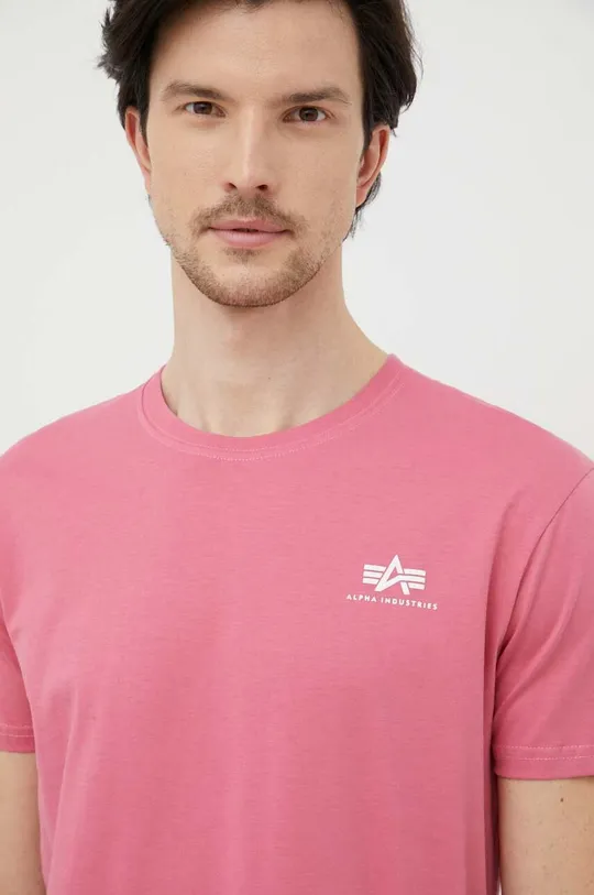 ροζ Βαμβακερό μπλουζάκι Alpha Industries