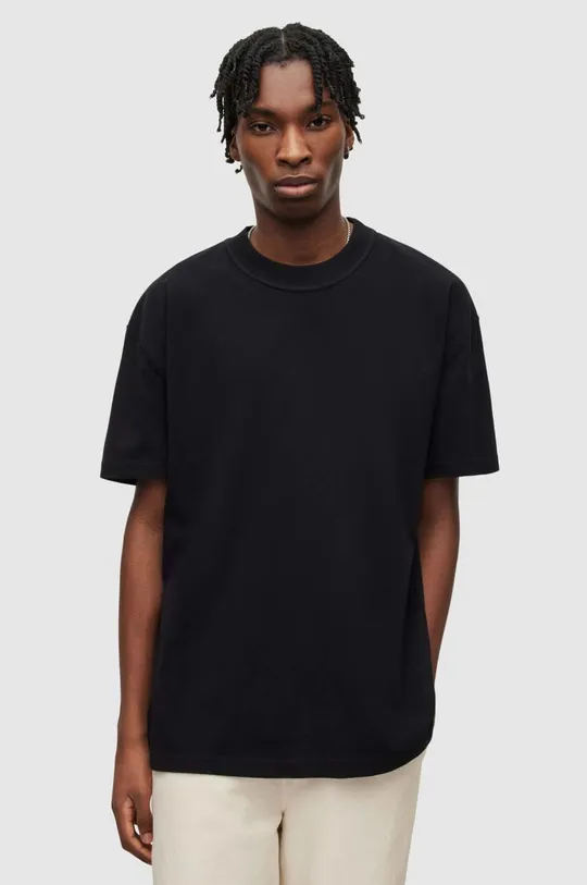 czarny AllSaints t-shirt bawełniany ISAC SS CREW Męski