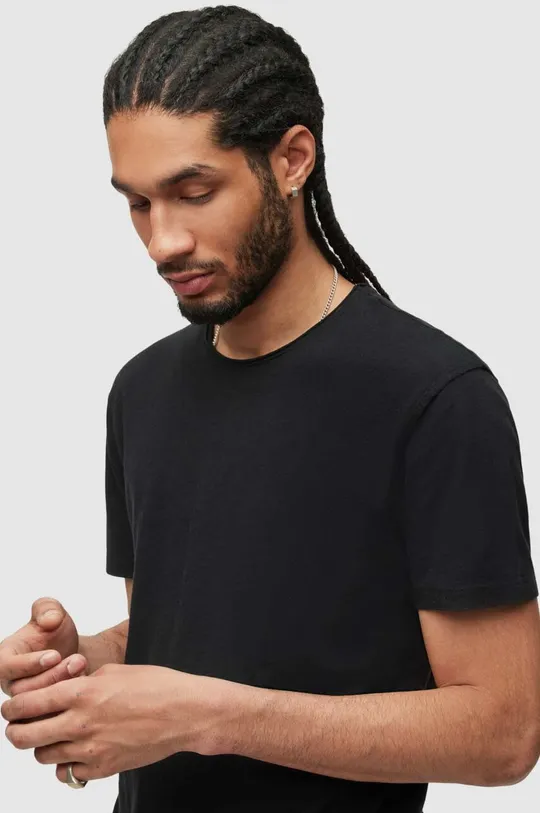 Bombažna kratka majica AllSaints 2-pack črna