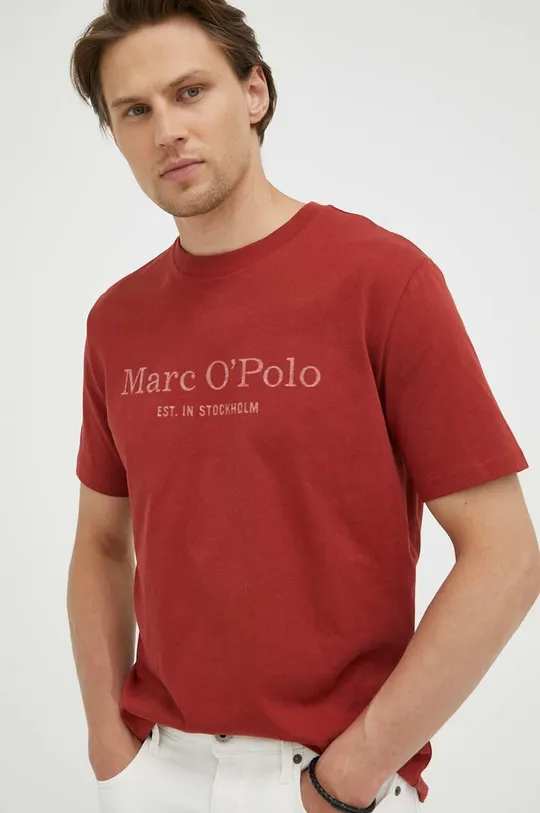 bordowy Marc O'Polo t-shirt bawełniany Męski