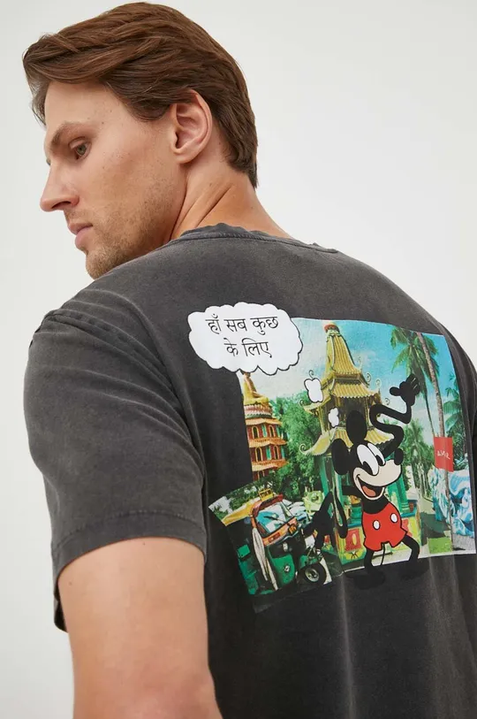 γκρί Βαμβακερό μπλουζάκι Desigual x Disney Ανδρικά