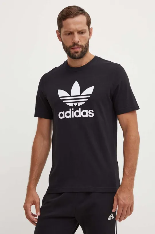 čierna Bavlnené tričko adidas Originals Adicolor Classics Trefoil Tee Pánsky