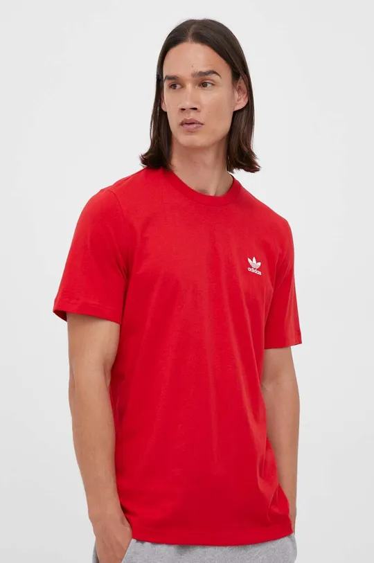 czerwony adidas Originals t-shirt bawełniany