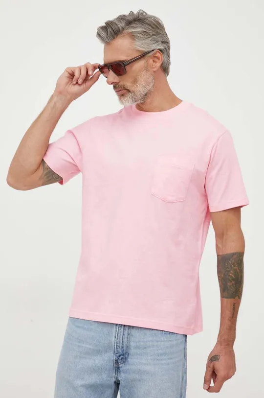 ροζ Βαμβακερό μπλουζάκι GAP Ανδρικά