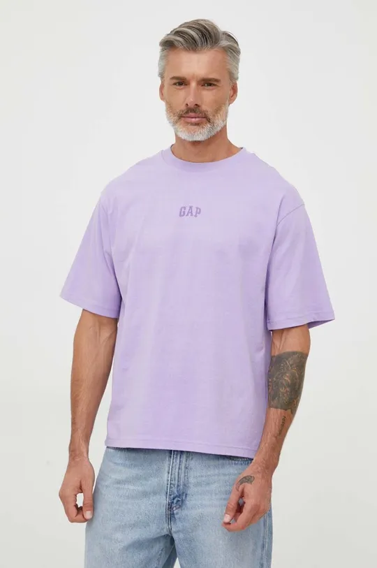 fioletowy GAP t-shirt bawełniany Męski