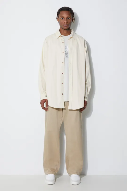 Βαμβακερό μπλουζάκι A-COLD-WALL* Foil Grid SS T-Shirt μπεζ