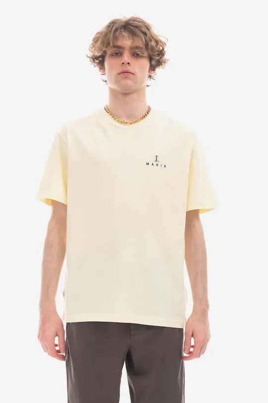 žlutá Bavlněné tričko Makia Valo T-shirt Pánský