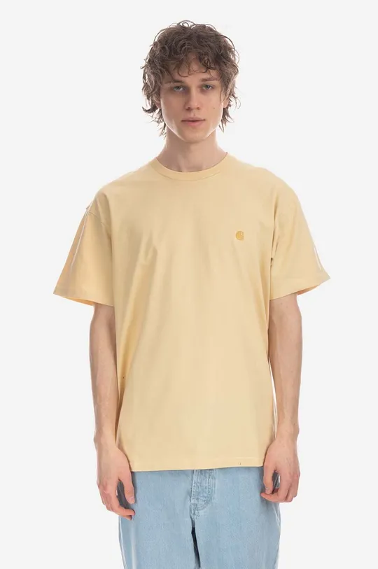 κίτρινο Βαμβακερό μπλουζάκι Carhartt WIP Chase Ανδρικά