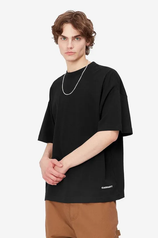 čierna Bavlnené tričko Carhartt WIP S/S Link Script T-Shirt Pánsky