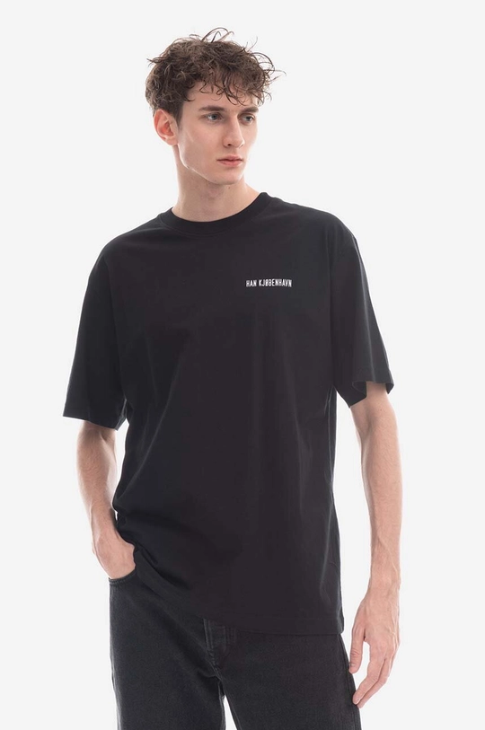 бял Памучна тениска Han Kjøbenhavn Logo Print Boxy Tee Short Sleev Чоловічий