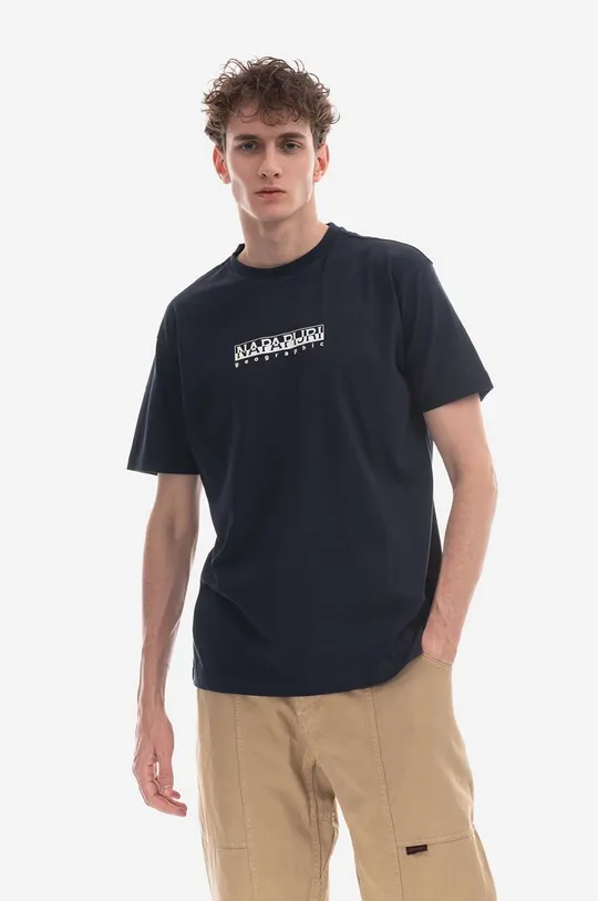 granatowy Napapijri t-shirt bawełniany S-Box Męski