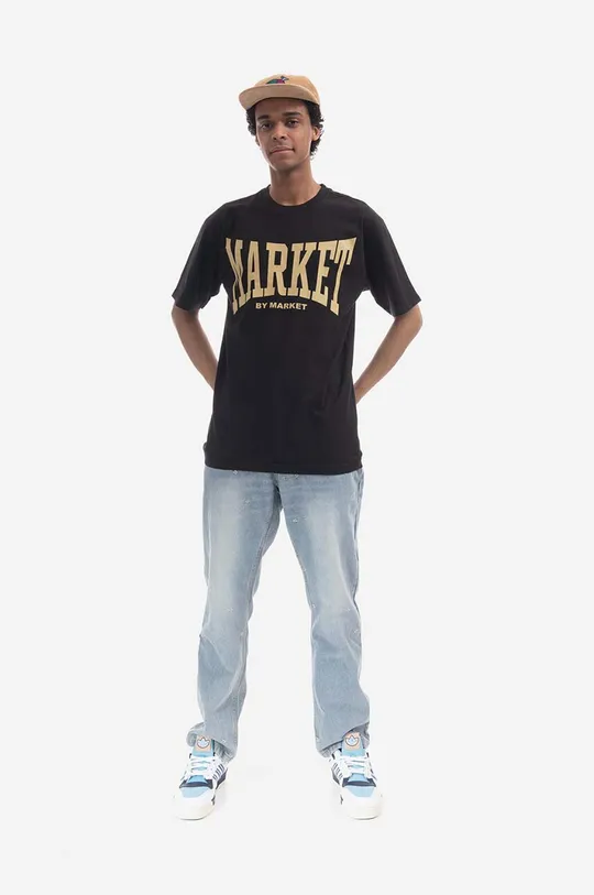 Βαμβακερό μπλουζάκι Market μαύρο