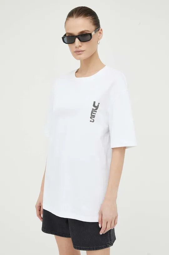 λευκό Βαμβακερό μπλουζάκι Samsoe Samsoe