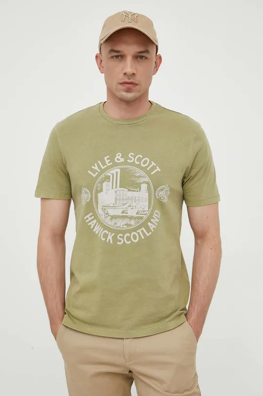 πράσινο Βαμβακερό μπλουζάκι Lyle & Scott Ανδρικά