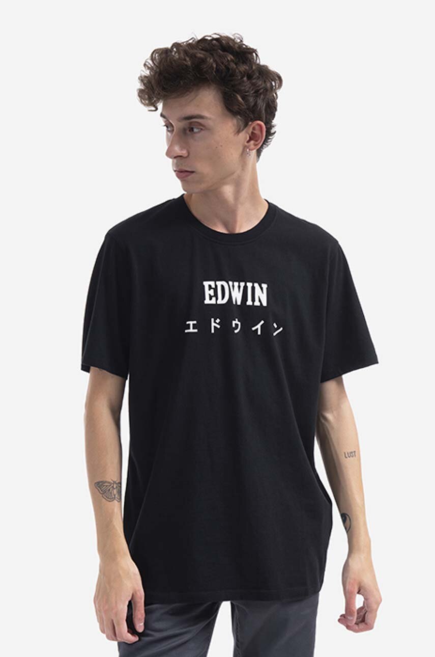 czarny Edwin t-shirt bawełniany Single Męski