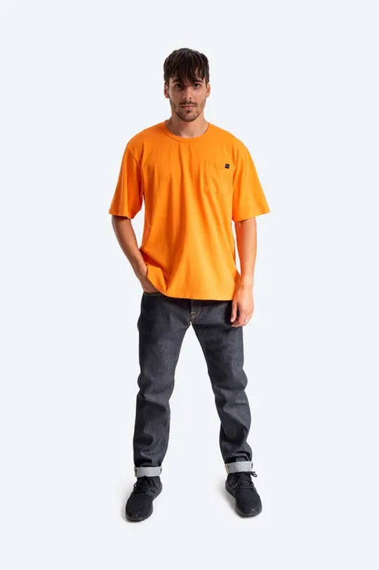 Edwin t-shirt bawełniany Oversized Pocket Ts pomarańczowy