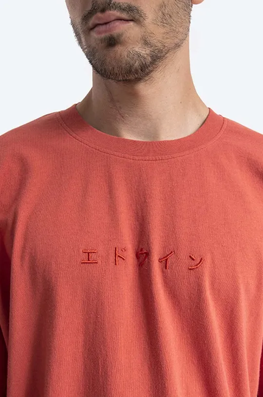 červená Bavlněné tričko s dlouhým rukávem Edwin Embroidery TS LS