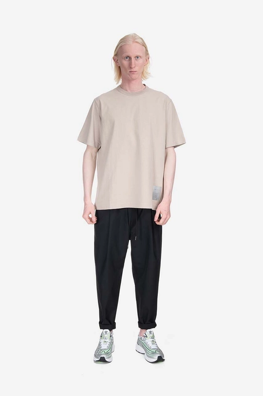 Bavlnené tričko Norse Projects Holger Tab Series béžová