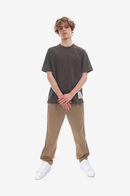 Βαμβακερό μπλουζάκι Norse Projects Holger Tab Series καφέ