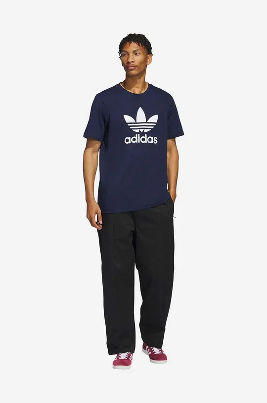 Βαμβακερό μπλουζάκι adidas Originals σκούρο μπλε