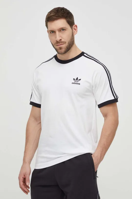 biały adidas Originals t-shirt bawełniany 3-Stripes