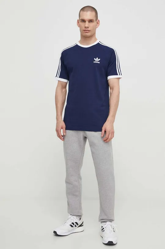 Bombažna kratka majica adidas Originals Adicolor Classics 3-Stripes mornarsko modra