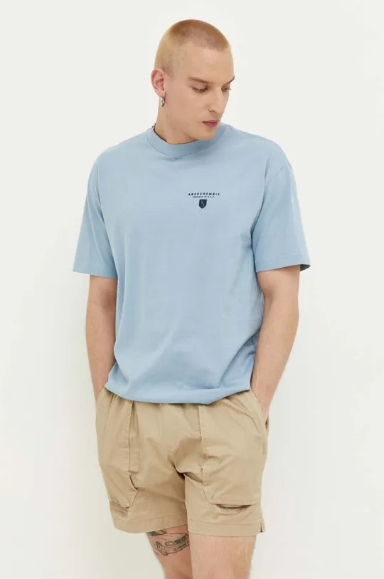 niebieski Abercrombie & Fitch t-shirt bawełniany Męski