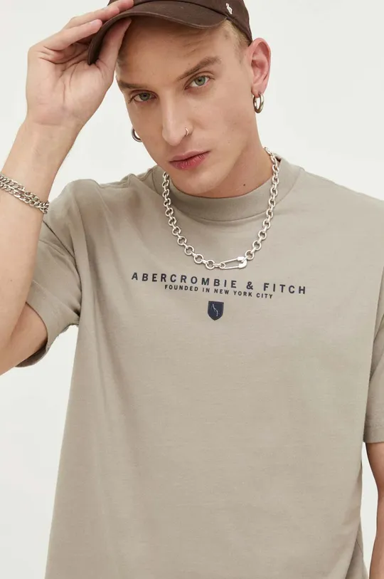 καφέ Βαμβακερό μπλουζάκι Abercrombie & Fitch
