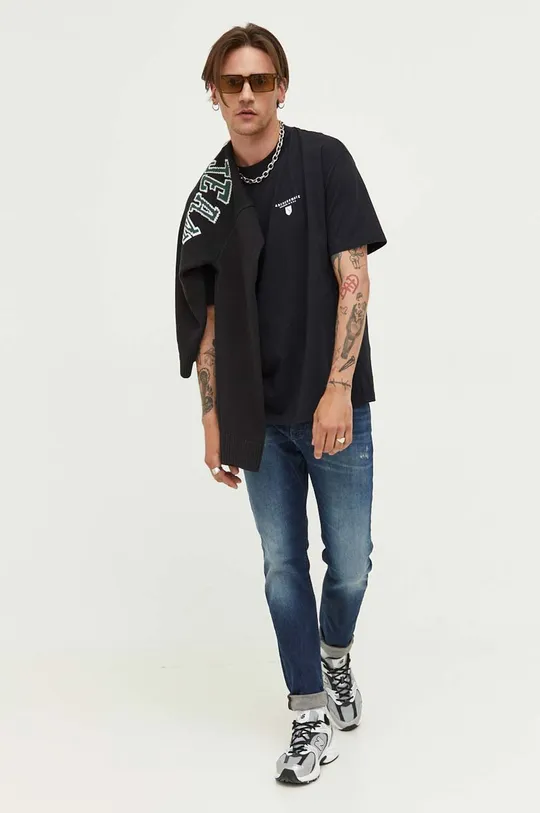 Βαμβακερό μπλουζάκι Abercrombie & Fitch μαύρο